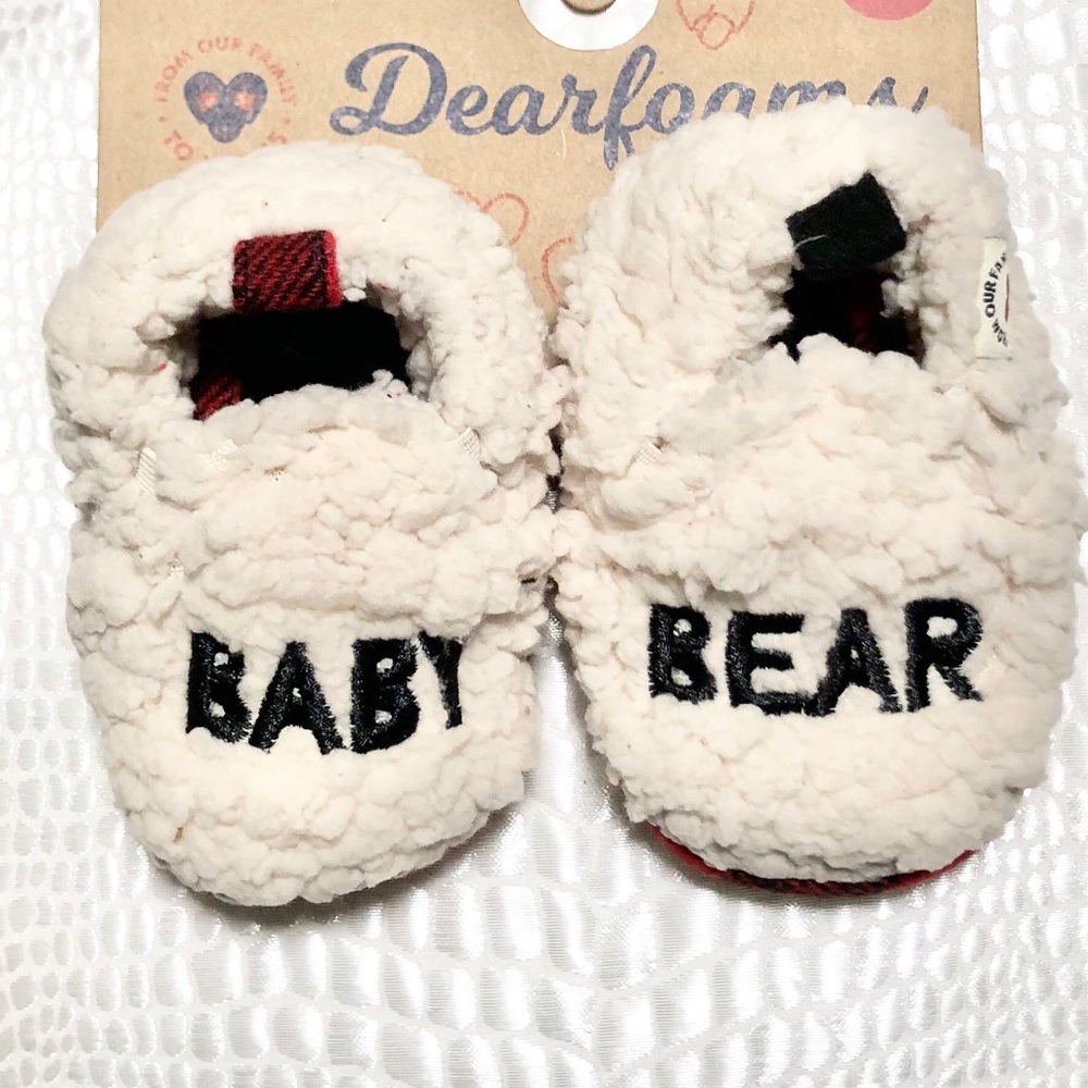 NWT Dearfoams Baby Cozy Sherpa Baby Bear Slippers - Picture 2 of 9